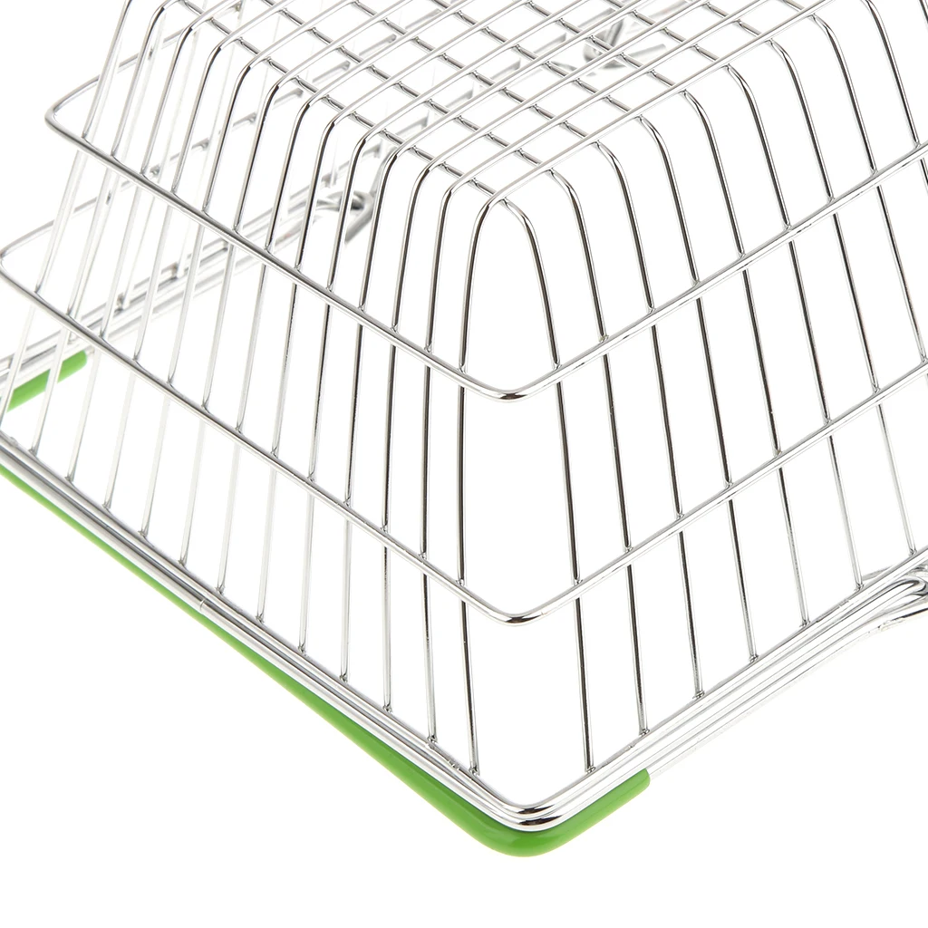  Metal Silver&Green Shopping Basket Table Desk Storage Kids Pretend Role Play Toys for Room Decorati