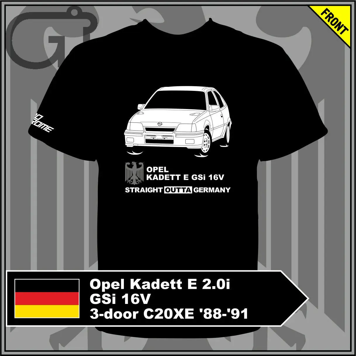 

GT-shirt Opel Kadett E 2.0i GSi 16V 3-door C20XE '88-'91 Tshirt tee