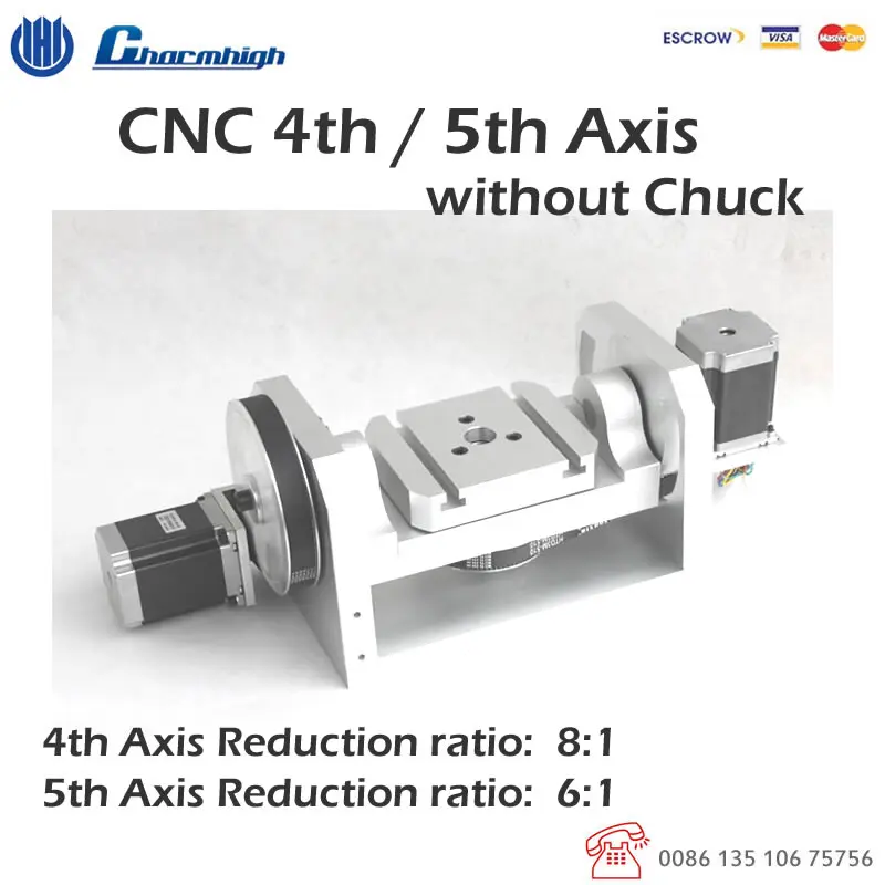 

CNC 4 axis / 5 axis ( A aixs, Rotary axis ) without chuck for cnc router cnc miiling machine, best quality! Free shipping