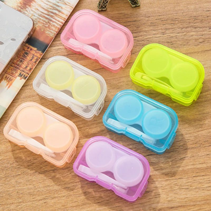 

Contact Lenses Storage Box Transparent Random Color Plastic Cosmetic Contact Lens Case for Eyes Travel Holder Container Kit