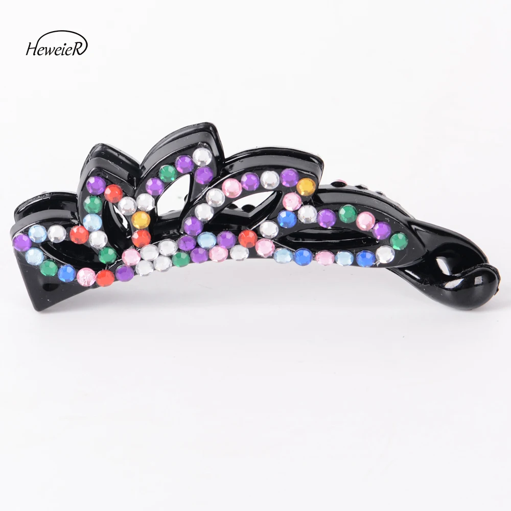 Fashion New Women Ladies Accessories Plastic Rhinestones Banana Clip Hair Grip Clamp Ponytail Holder Headwear Headdress Barrette |