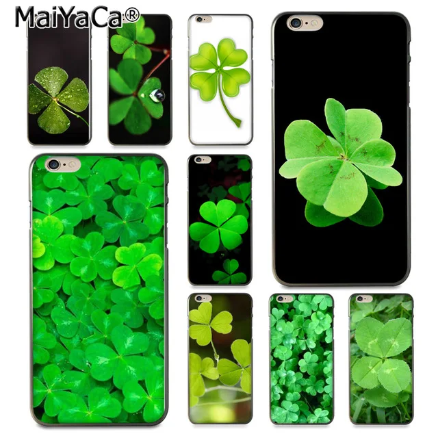 MaiYaCa green Lucky Clover Plant Leaves Leaf для iPhone 4 5S 6S 7 8 Plus X XR XS MAX черный мягкий чехол телефона