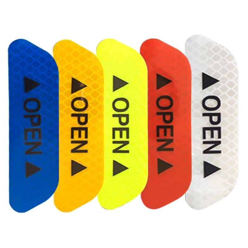 

4Pcs/Set Car OPEN Reflective Tape Warning Mark Reflective Open Notice Bicycle Accessories Exterior Car Door Stickers DIY
