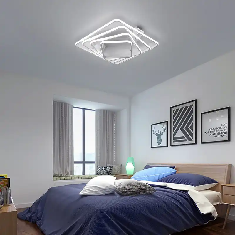 White Square Led Light Modern Led Ceiling Lights Living Room Bedroom Study Home Decoration Remote Control Dimming Ceiling Lamp