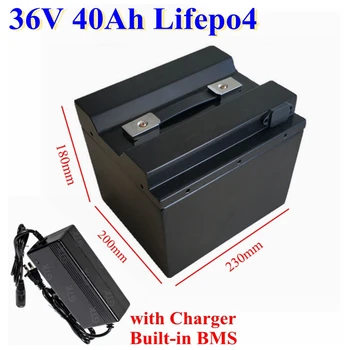 

GTK Lifepo4 36V 40Ah rechargeable lithium battery pack with BMS 12S for 36V scooter bike Tricycle Solar Backup power +5A charger