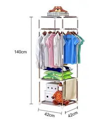 Металлический шкаф 3 слоя вешалка для одежды спальня пол висит одежда см полки для хранения 140 см x 42 см балкон сушки стойки B438