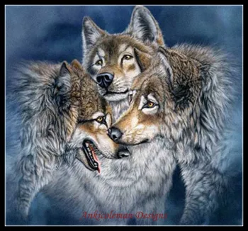 

Embroidery Counted Cross Stitch Kits Needlework - Crafts 14 ct DMC Color DIY Arts Handmade Decor - Three Wolves