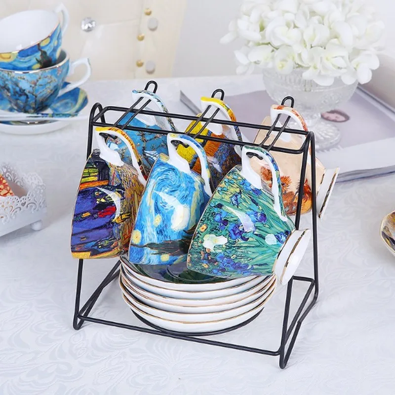 

Fashion Bone China Coffee Set Porcelain Tea Set Vincent Willem Van Gogh Post Impressionism Famous Painting The Starry Night Art