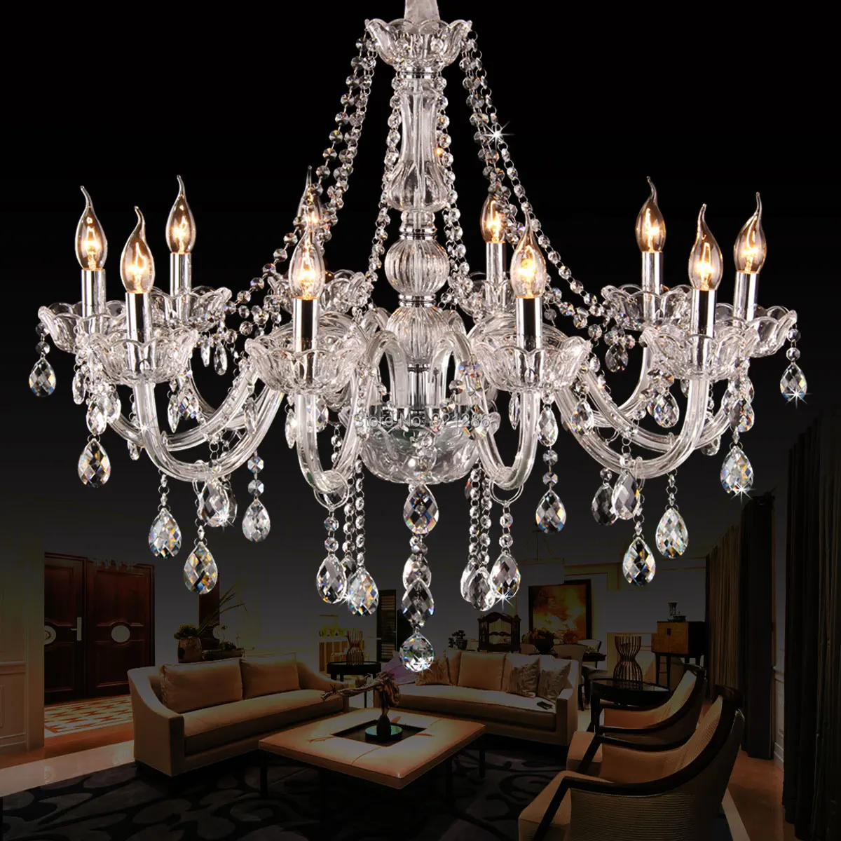 

10 heads K9 crystal chandelier light living room lights bedroom lamp restaurant lamp brief modern chandelier lighting