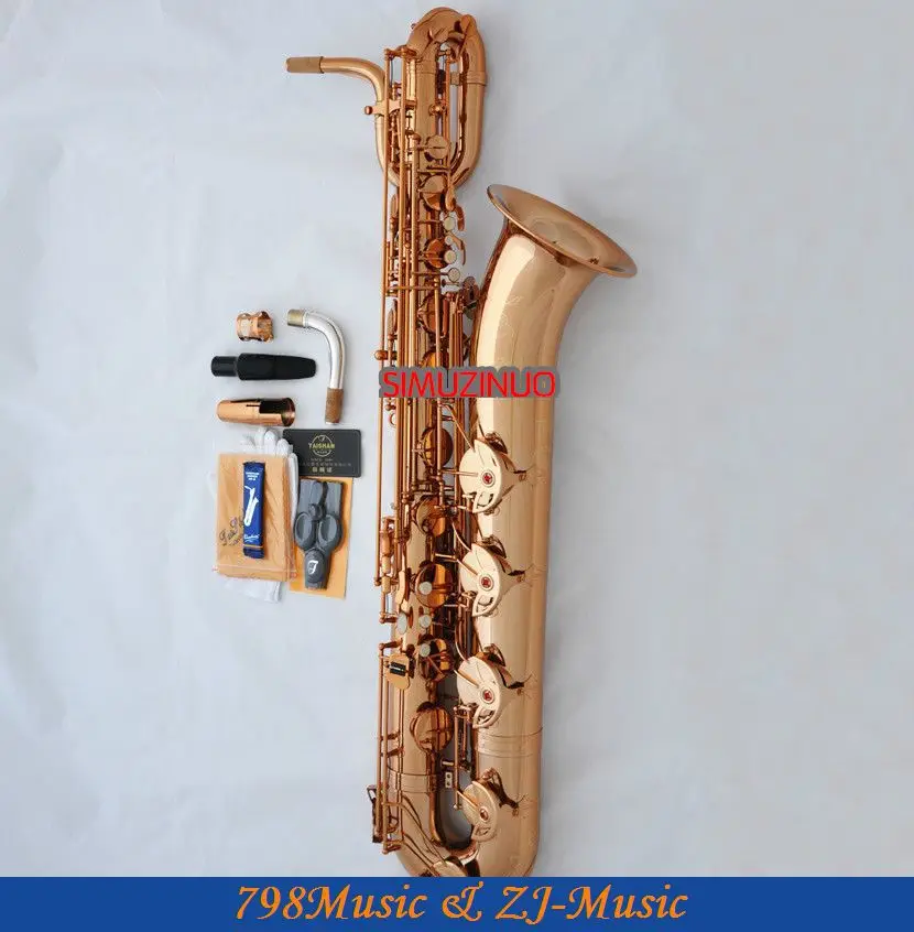 

Support Professional Rose Gold Plated Baritone Saxophone Sax High F# W/Leather Case