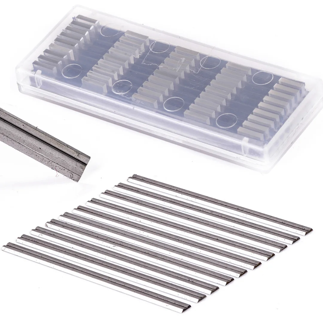 10Pcs Reversible Carbide Planer Blades 82mm x 5.5mm For MAKITA-BOSCH-B&D-HITACHI High Speed Steel Dual Blades