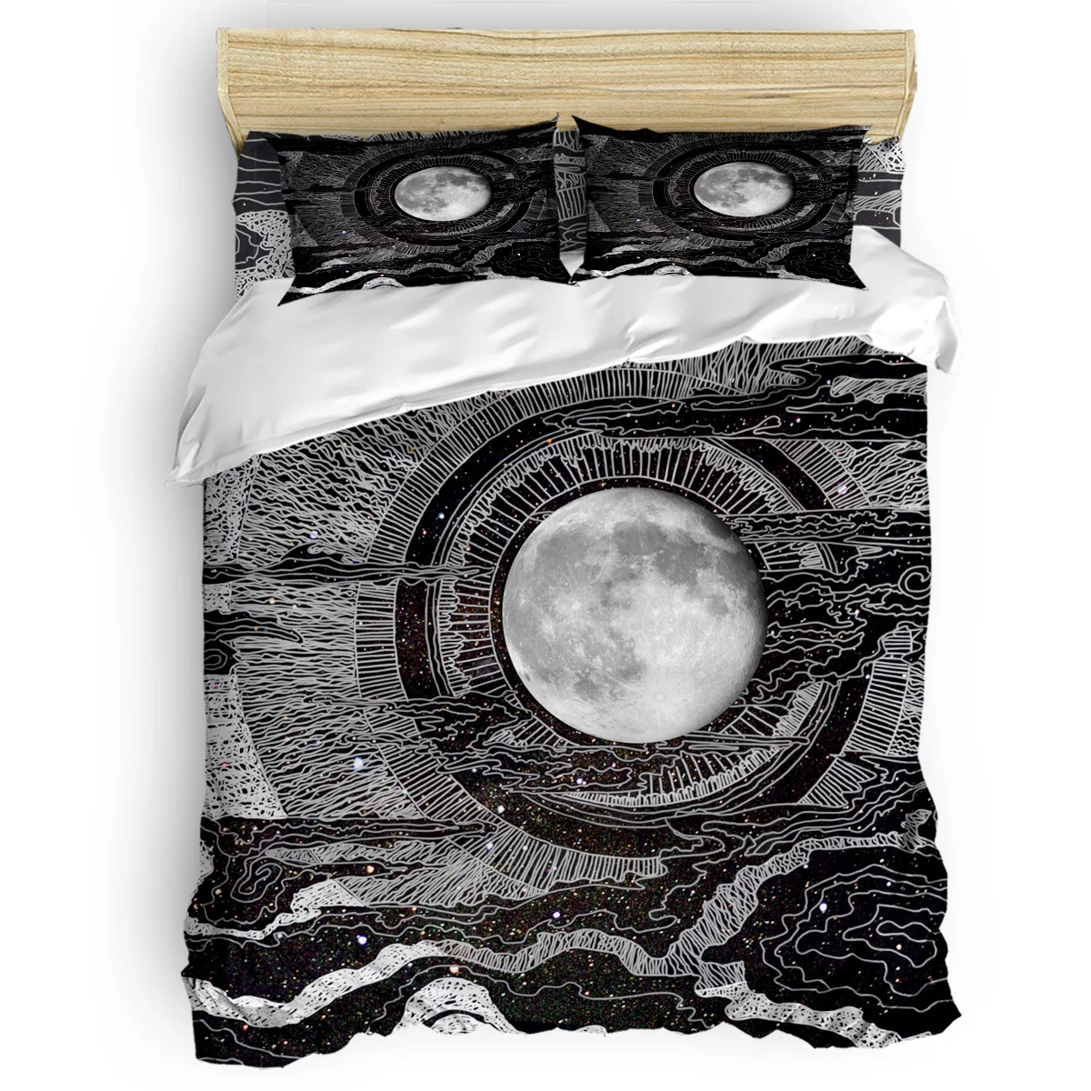 Dark Moon Glow Duvet Cover Set Art Design Planet Collection of 3/4pcs Bedding Set Bed Sheet Pillowcases Cover Set