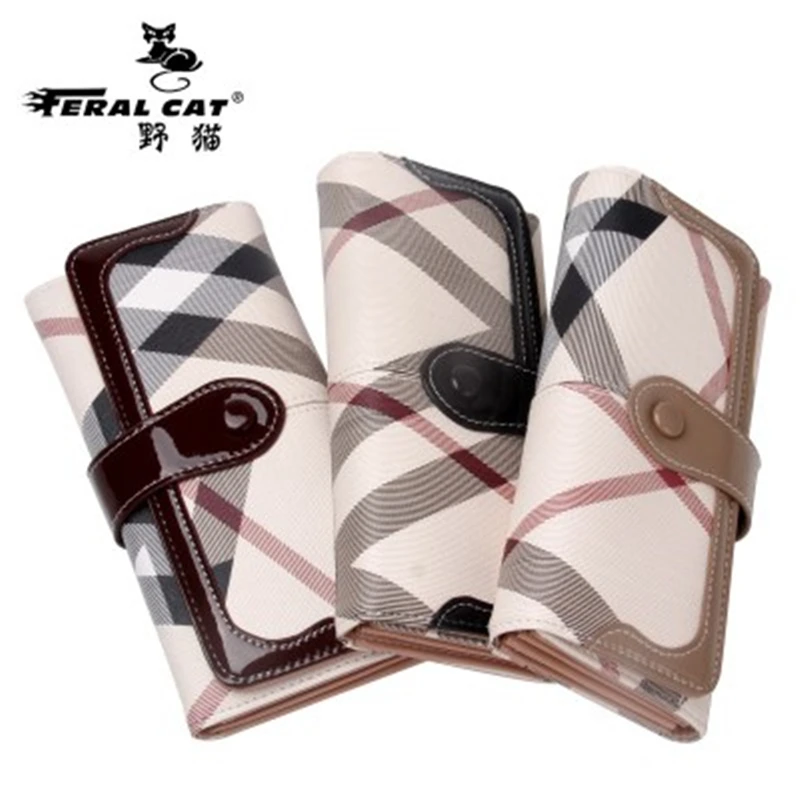 

FERAL CAT Luxury lady long section coin purse PVC fashion clutch porte monnaie femme geometric pattern print coin wallet
