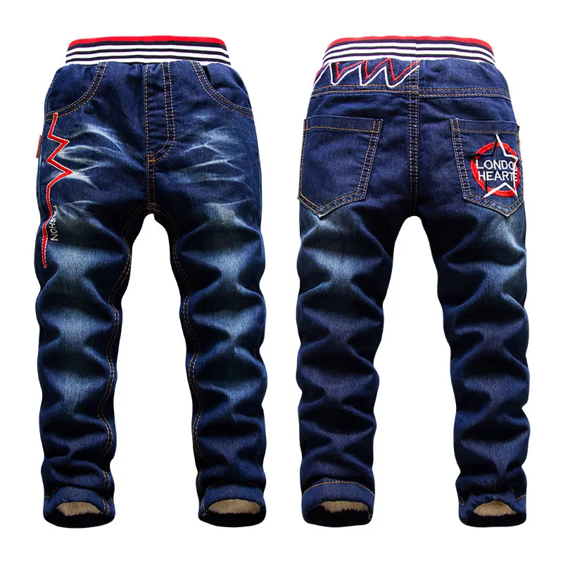 От 2 до 15 лет, детские зимние штаны теплые шерстяные джинсовые штаны для мальчиков-подростков, повседневные водные джинсы с эластичной резинкой на талии мягкие хлопковые штаны