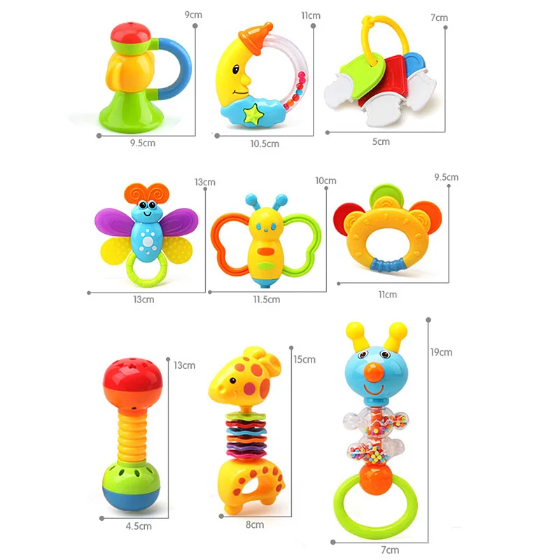 9 шт., милый набор погремушка-грызунок, детские игрушки для детей, Погремушки для новорожденных с гигантской бутылкой, подарки для малышей