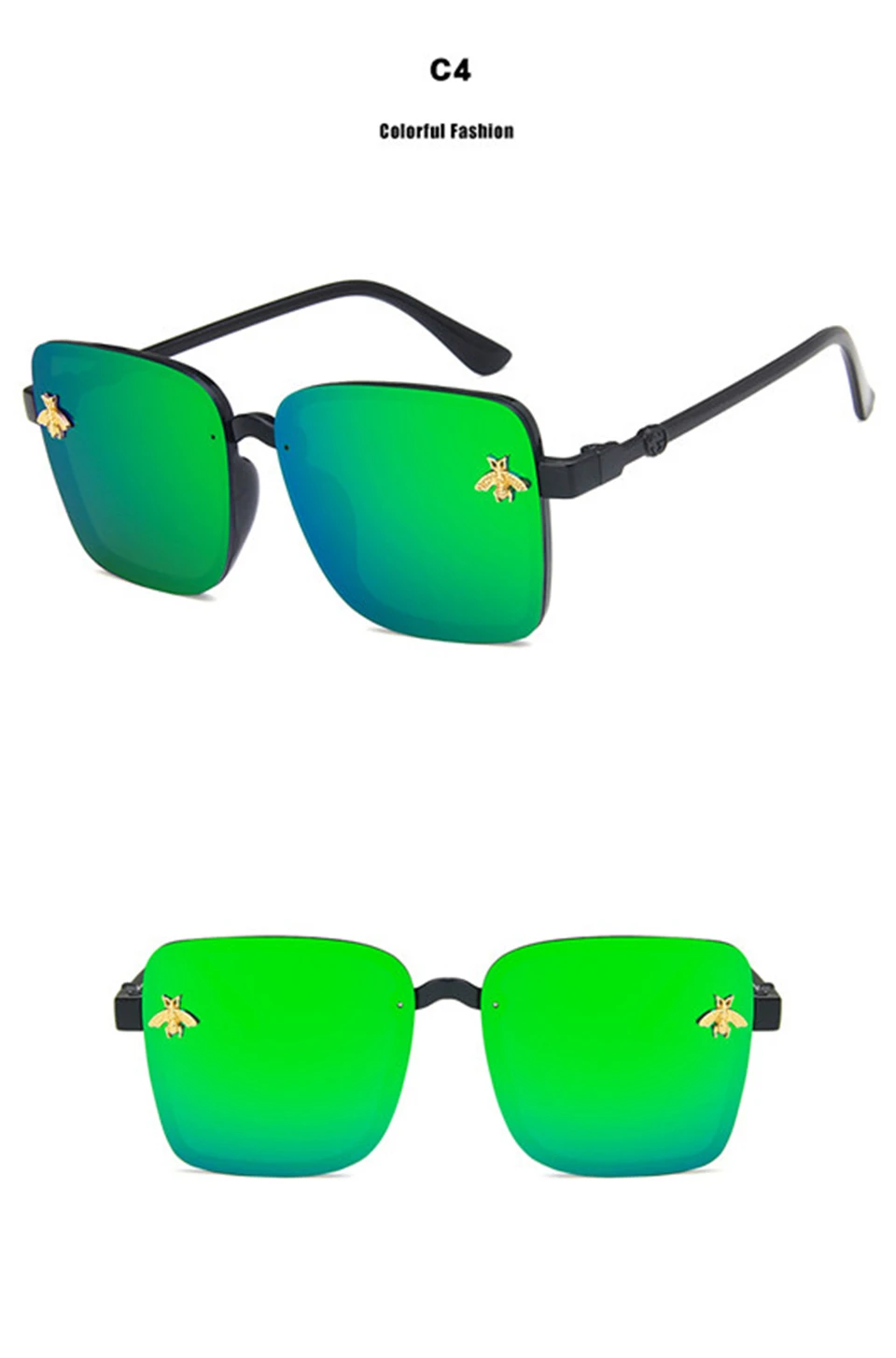 Винтажные квадратные женские солнцезащитные очки, брендовые маленькие солнечные очки с Пчелкой, большая оправа, очки унисекс, винтажные женские солнцезащитные очки UV400
