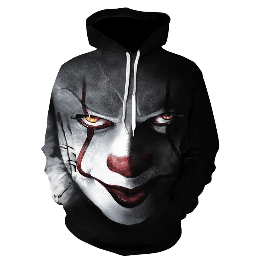 Pennywise 3D مهرج هوديي البلوز الرجال و المرأة البلوز هوديي Sudadera هومبر عارضة العلامة التجارية الرياضية الرياضية