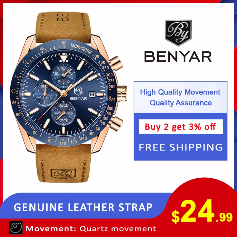 Cena BENYAR luksusowej marki mężczyzn pasek silikonowy wodoodporny Sport kwarcowy z chronografem zegarek wojskowy mężczyźni zegar Relogio Masculino
