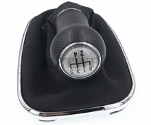 Free Shipping 5 Speed PU Leather Shifter Stick Gear Shift Knob With Dustproof Cover Speed For VW Golf GTi MK4 R32 Bora MK4 Jetta