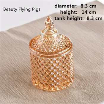 

Large European Crystal Yellow Glass Storage Bottles Of 600 Ml Cans Sugar Box Cotton Candy Box Of Swabs Of House Cookie jar