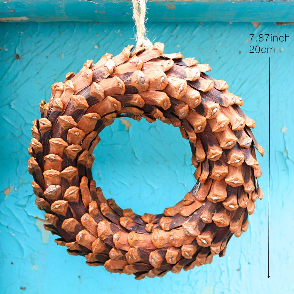 

D7.87" Christmas Decoration Wreath Pinecone Drop Ornaments Natal Home Decor Natural Navidad Christmas Tree Decorations for Home