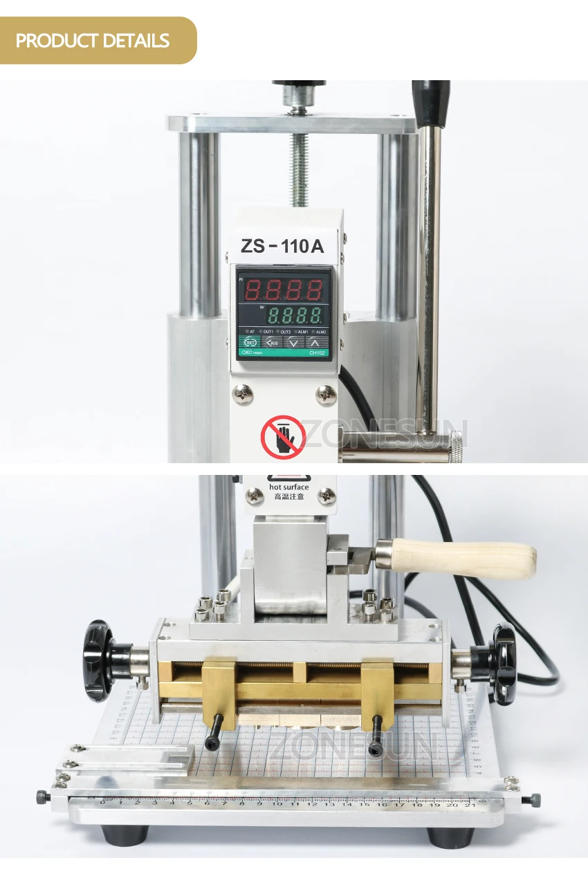 ZONESUN ZS110A Пользовательский логотип штамповочная машина кожа бронзовая биговальная машина для горячего тиснения фольгой кожи эмбосор