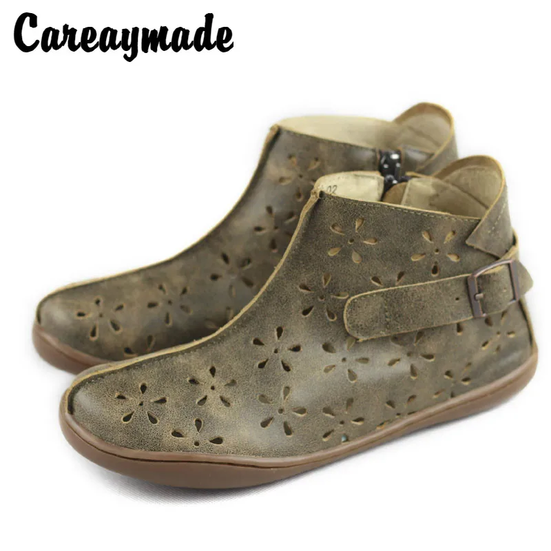 Careaymade-Free shipping,Sen female genuine leather pure handmade flat boots 2018 summer new style hollowed out leisure boots Careaymade-Free shipping,Sen female genuine leather pure handmade flat boots 2018 summer new style hollowed out leisure boots