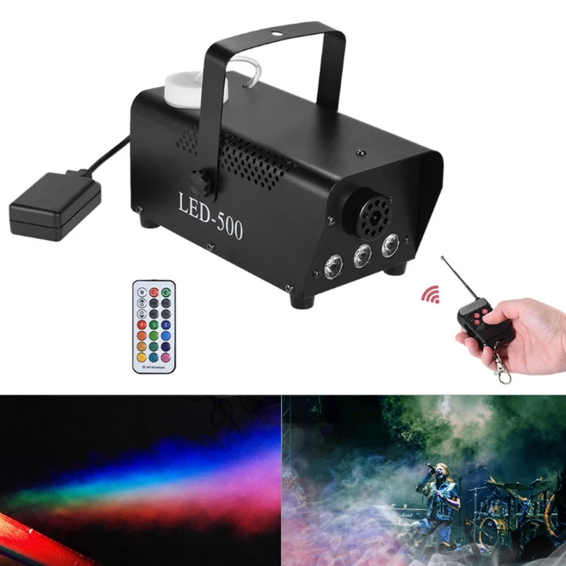 

AUCD Mini 500W Wireless Remote Portable RGB Color LED DJ party Show Smoke Fog Machine for Stage Light Effect Smoke-IR500