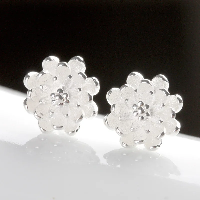 

XIYANIKE 925 Sterling Silver Warm lotus Silver Earrings For Women Girl Earrings Sterling-silver-jewelry Brincos VES6291