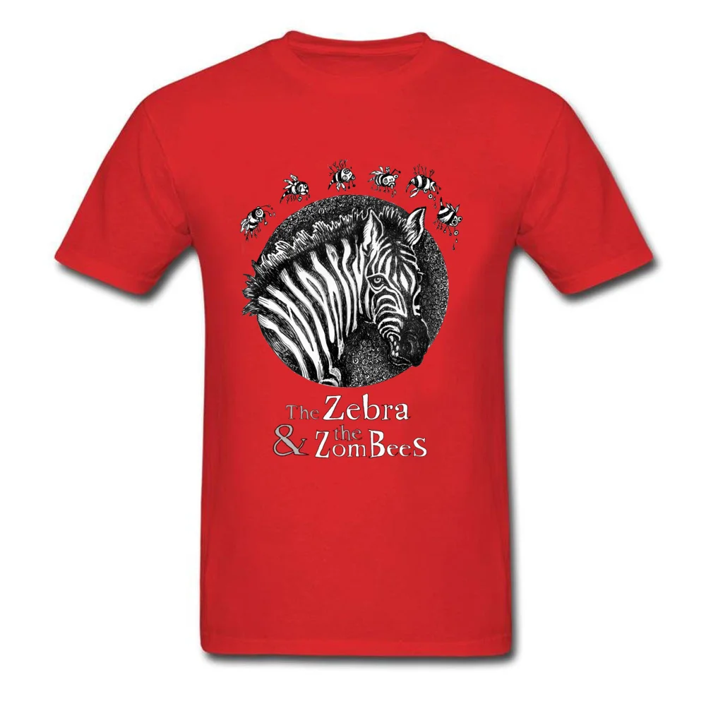 Summer Prevalent Man T-Shirt O Neck Short Sleeve 100% Cotton Fabric T Shirt Casual Tops T Shirt Top Quality Zombie Zebra and the ZomBeeS by dotsofpaint red
