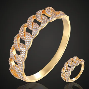 

Zlxgirl jewelry Classic Brand Korea design cubic zircon Wedding bangles jewelry sets shiny women's anniversary bangle ring sets