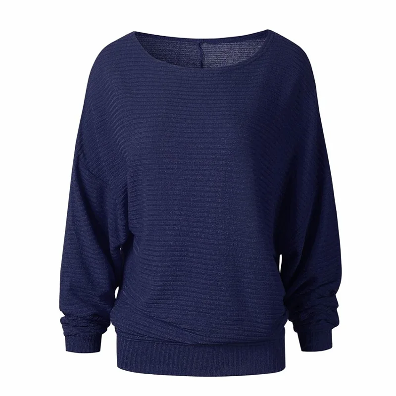 Jocoo Jolee женский осенне-зимний свитер с рукавом «летучая мышь», Женский пуловер, повседневный Свободный вязаный теплый джемпер, топы с карманами, сексуальные свитера - Цвет: Navy Blue