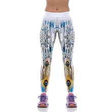 NEW KYK1055 Sexy Girl Women Peacock Feather 3D Prints High Waist Running Fitness Sport Leggings Jogger Yoga Pants