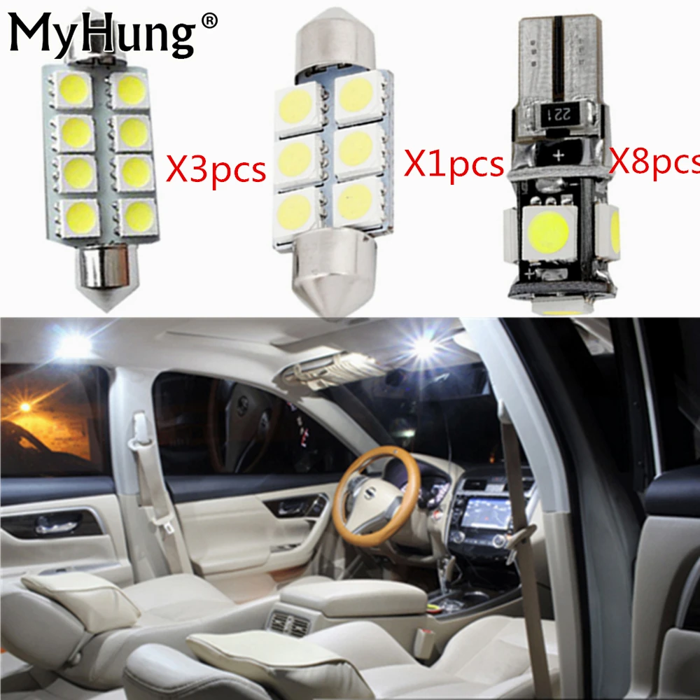 

Bulbs Car Led Interior Light For BMW 3 Series 318 320 320i 325 335 E90 E92 Bulbs Dome Map Lamp Light White 12 PCS Per Set