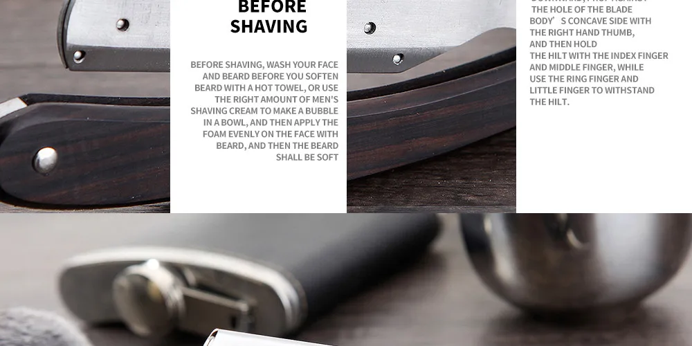 Stainless Steel Straight Edge Razor Folding Shaver Knife Barber Razor Wooden Handle Facial Hair Eyebrow Beard Shave Shaving Tool