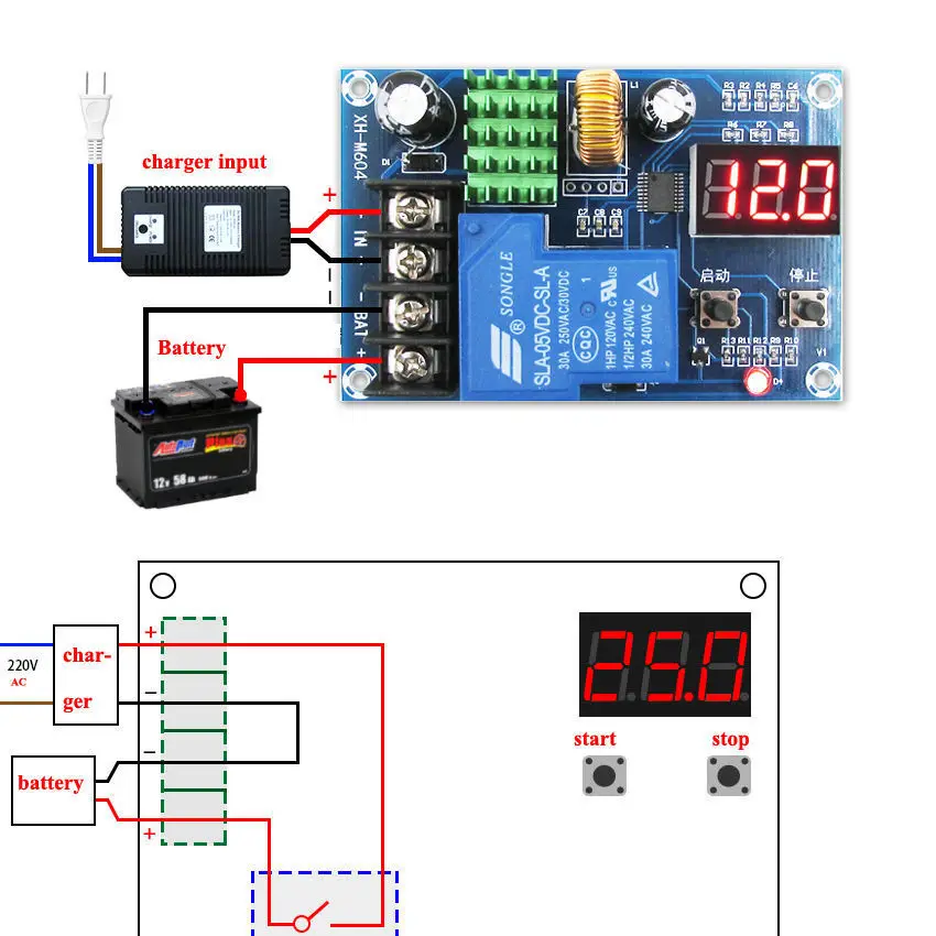 

DC 6~60v 12V 24V 48V Lead-acid Li-ion battery charger control charging controller module protection switch