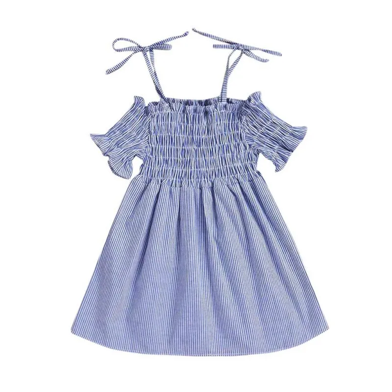 ARLONEET Платье для маленьких девочек хлопок девушки ремень с принтом в полоску платье принцессы трапециевидной формы мода платье для девочек