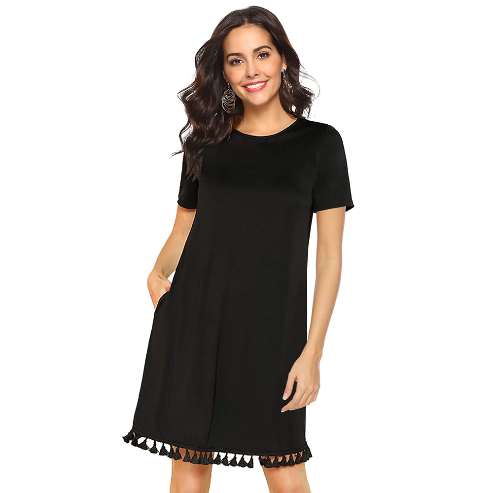 Женское Повседневное платье трапециевидной формы красное с коротким рукавом