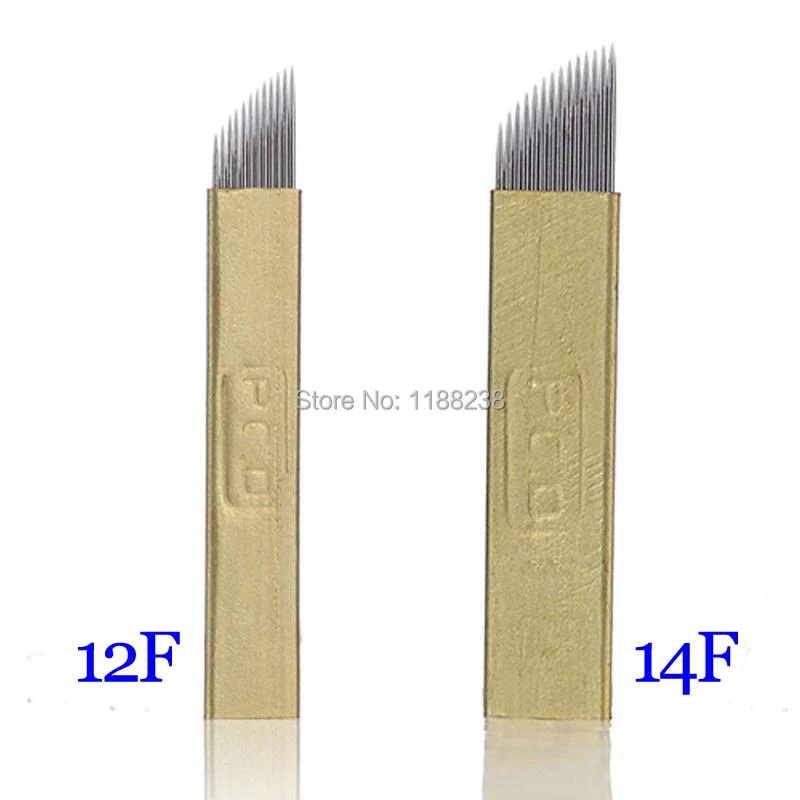 

50pcs 12/14 Pin Flat Blades For Manual Permanent Makeup Eyebrow Pen Professional Tattoo Equipment Supply Free Shipping