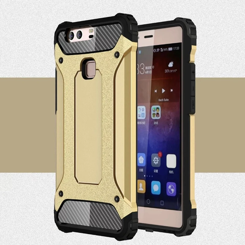 

Huawei P9 Case ! Soft Silicon + PC Hard Armor Anti-knock Back Cover Cases For Huawei P9 Plus