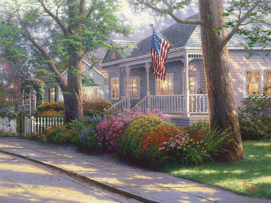 H1045-Thomas-Kinkade-Hometown-Pride-Scenery-HD-Canvas-Print-Home-decoration-Living-Room-Bedroom-Wall-pictures
