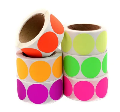 

25mm Chroma Label 1 inch Color-Code Dot Labels stickers 500/Roll Black,white,green,blue,orange,red,pink yellow stickers