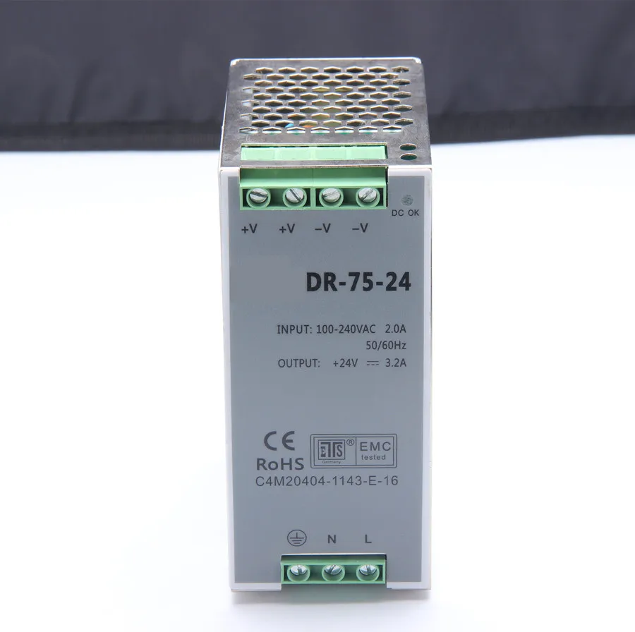 

(DR-75-24) 75W 24V switch power source (85-264VAC input) 75W 24vdc din rail power supply free shipping
