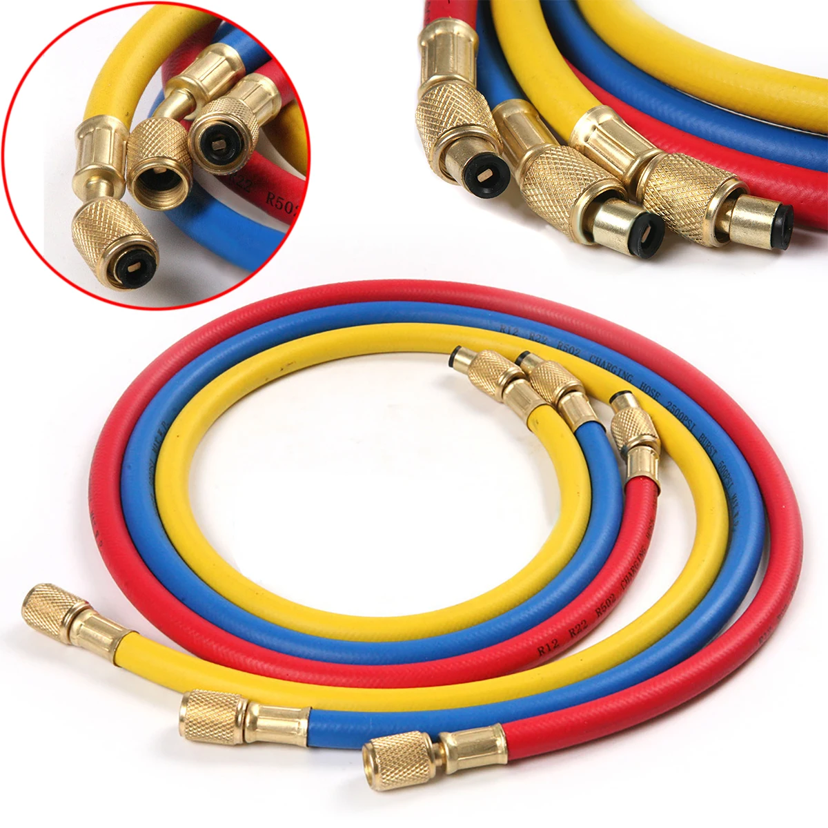 PSI Three-Color Car Air Conditioner Refrigerant Charging Hoses 3pcs 2500~500