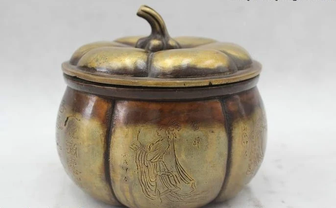 

6"China Folk Pure Bronze Lucky Four Belle Burner incense burner Pot Statue