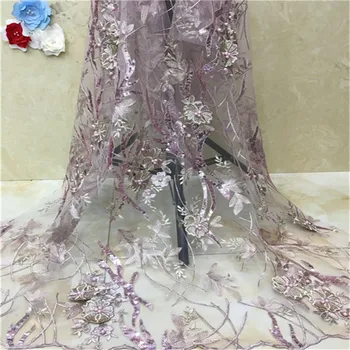 

Latest Nigerian 3D Lace Fabrics 2018 High Quality African Sequins Laces Fabric Bridal Embroidered French Tulle Lace Fabric X5
