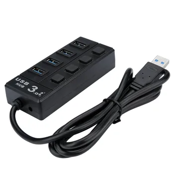 

USB 3.0 4 Ports Hub 4 Port With Super Speed USB 3.0 Hub On/Off Switches Adapter For PC Laptop Drop Shipping 0314#2