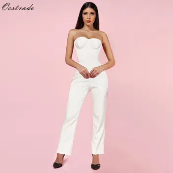 

Ocstrade New Arrival 2019 Women Satin Corset Sexy Strapless Bodycon Jumpsuit