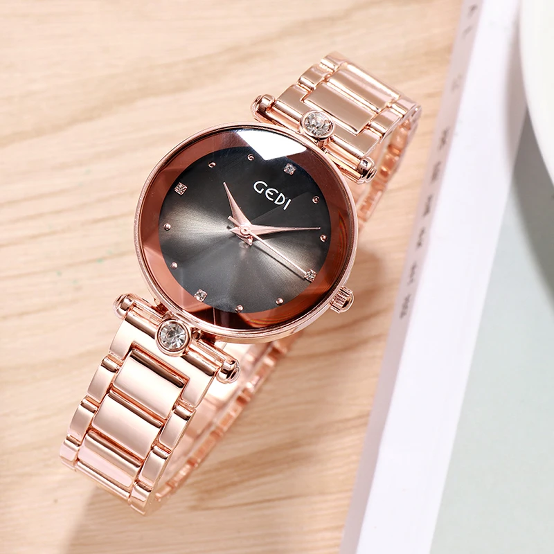 GEDI Rosegold кварцевые для женщин часы лучший бренд класса люкс женские модные