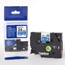 24 мм Tze555 белый на синий Tz555 совместимый для Brother P-touch этикетки принтеров ламинированная этикетка переключение на ноль ленты Tze-555 Tz555
